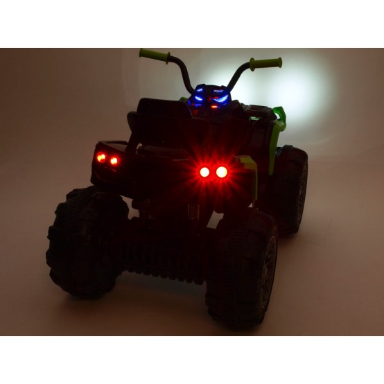 Čtyřkolka Predator se dvěma motory, FM rádio, USB, SD, MP3, LED osvětlení, ČERNOZELENÁ